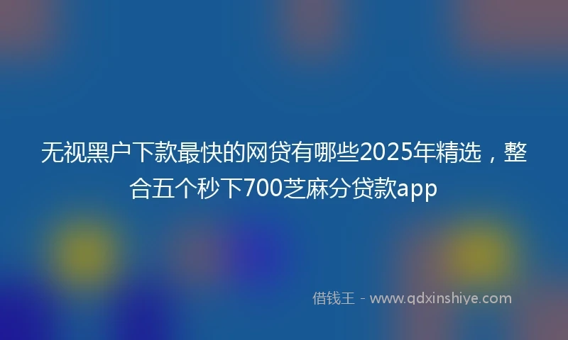 无视黑户下款最快的网贷有哪些2025年精选，整合五个秒下700芝麻分贷款app