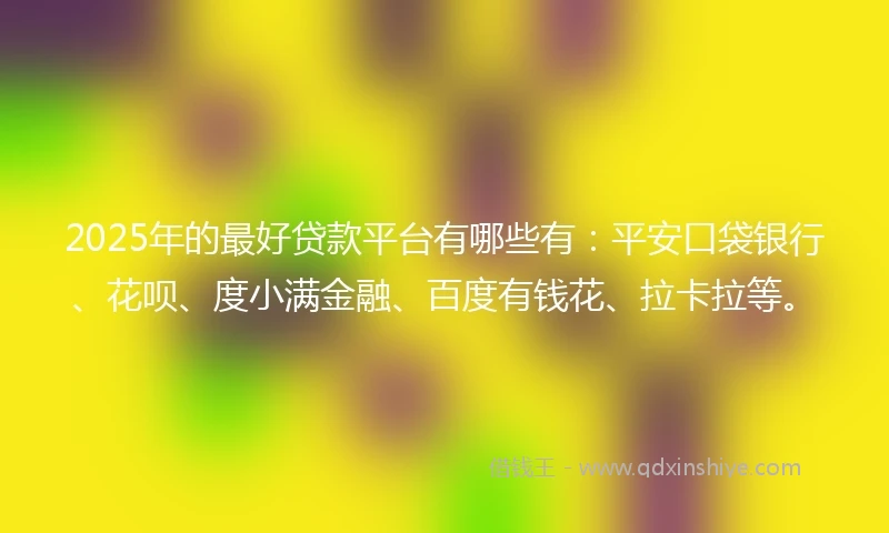 2025年的最好贷款平台有哪些有：平安口袋银行、花呗、度小满金融、百度有钱花、拉卡拉等。
