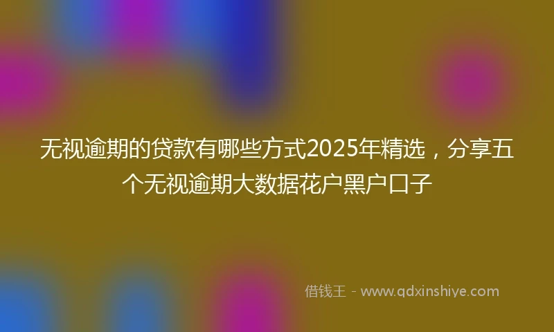 无视逾期的贷款有哪些方式2025年精选，分享五个无视逾期大数据花户黑户口子