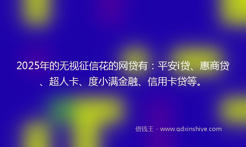 2025年的无视征信花的网贷有：平安i贷、惠商贷、超人卡、度小满金融、信用卡贷等。