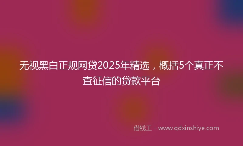 无视黑白正规网贷2025年精选，概括5个真正不查征信的贷款平台