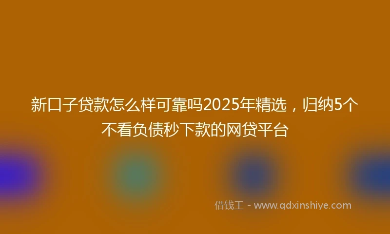 新口子贷款怎么样可靠吗2025年精选，归纳5个不看负债秒下款的网贷平台