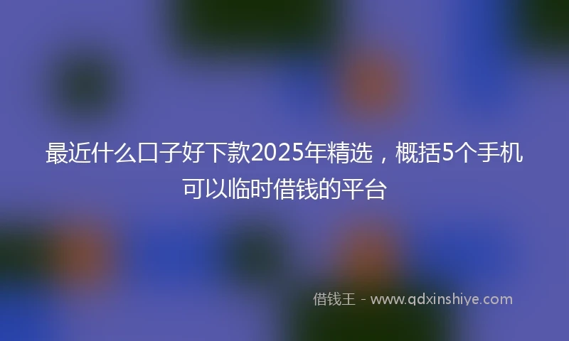 最近什么口子好下款2025年精选，概括5个手机可以临时借钱的平台