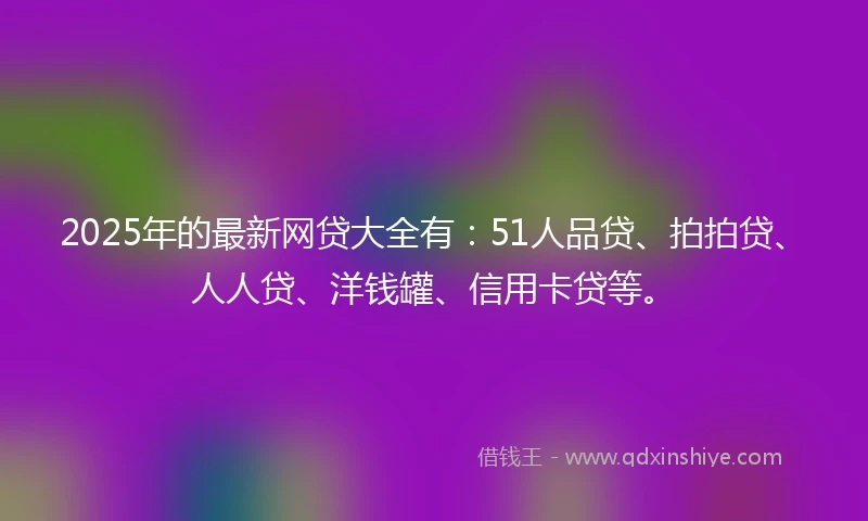 2025年的最新网贷大全有：51人品贷、拍拍贷、人人贷、洋钱罐、信用卡贷等。