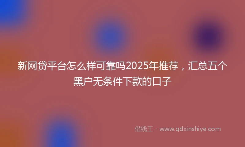 新网贷平台怎么样可靠吗2025年推荐，汇总五个黑户无条件下款的口子