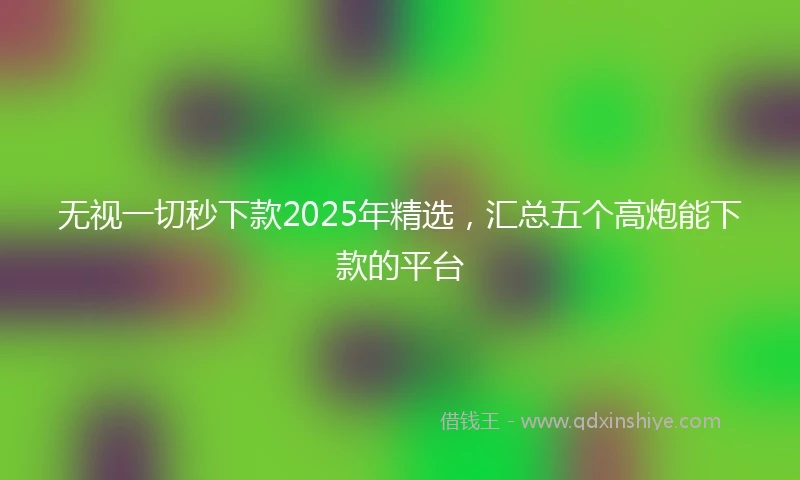 无视一切秒下款2025年精选,汇总五个高炮能下款的平台