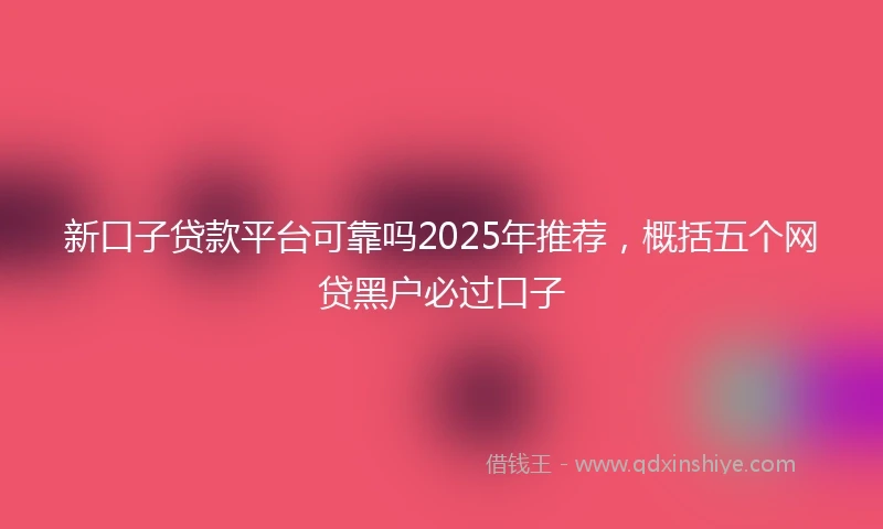 新口子贷款平台可靠吗2025年推荐，概括五个网贷黑户必过口子