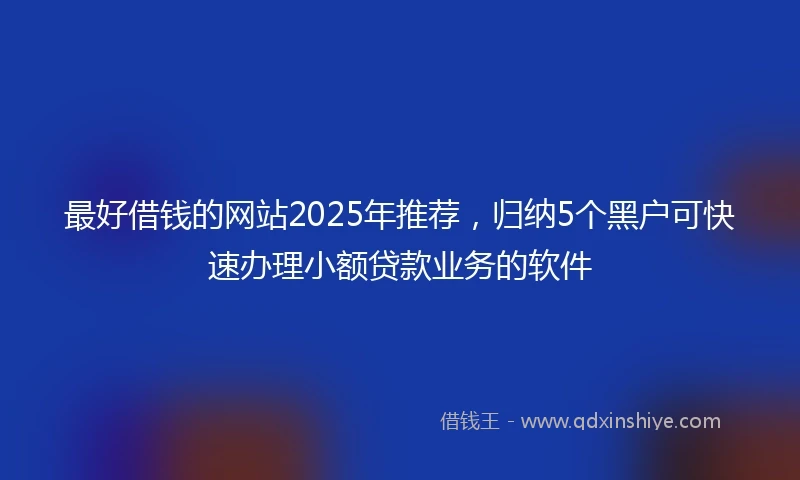 最好借钱的网站2025年推荐，归纳5个黑户可快速办理小额贷款业务的软件