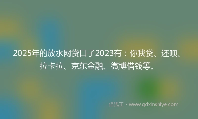 2025年的放水网贷口子2023有：你我贷、还呗、拉卡拉、京东金融、微博借钱等。