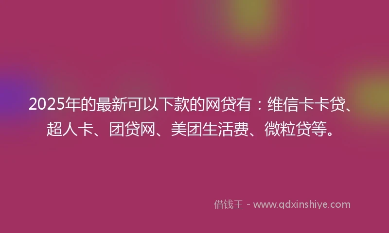 2025年的最新可以下款的网贷有：维信卡卡贷、超人卡、团贷网、美团生活费、微粒贷等。