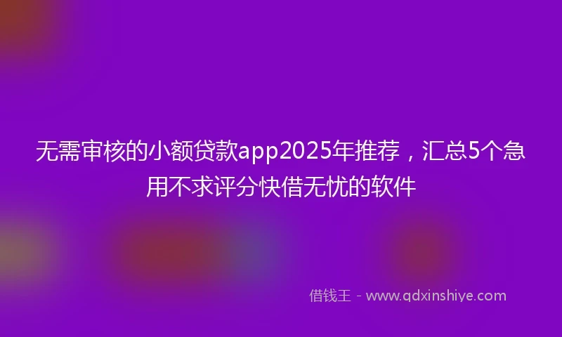 无需审核的小额贷款app2025年推荐，汇总5个急用不求评分快借无忧的软件
