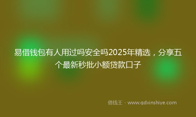 易借钱包有人用过吗安全吗2025年精选，分享五个最新秒批小额贷款口子
