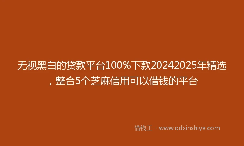 无视黑白的贷款平台100%下款20242025年精选,整合5个芝麻信用可以借钱的平台
