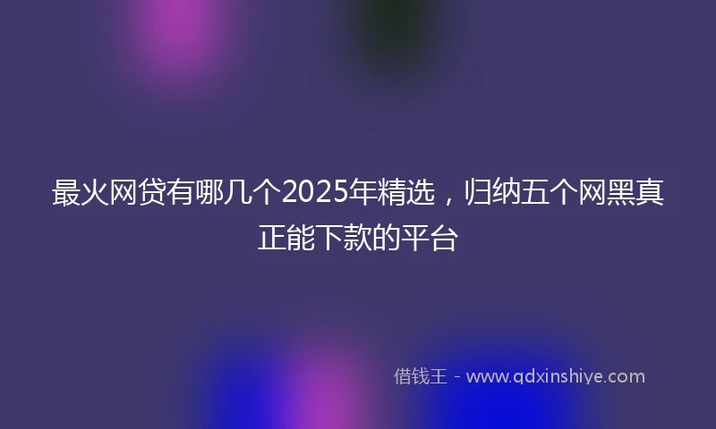 最火网贷有哪几个2025年精选,归纳五个网黑真正能下款的平台