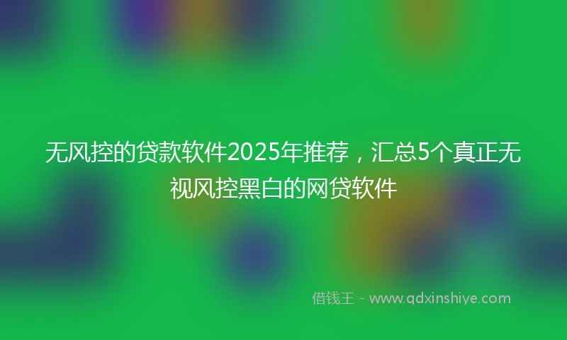 无风控的贷款软件2025年推荐，汇总5个真正无视风控黑白的网贷软件