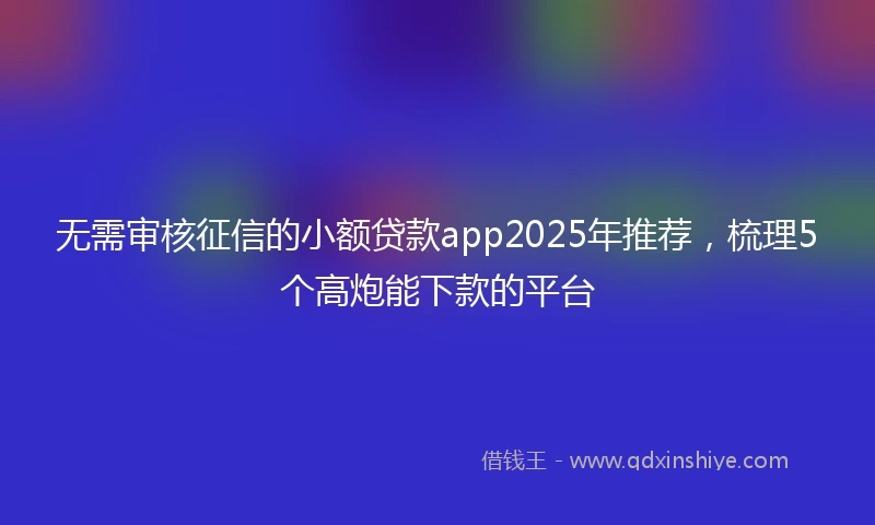 无需审核征信的小额贷款app2025年推荐，梳理5个高炮能下款的平台