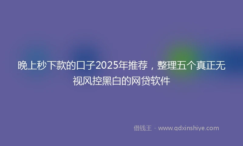 晚上秒下款的口子2025年推荐，整理五个真正无视风控黑白的网贷软件