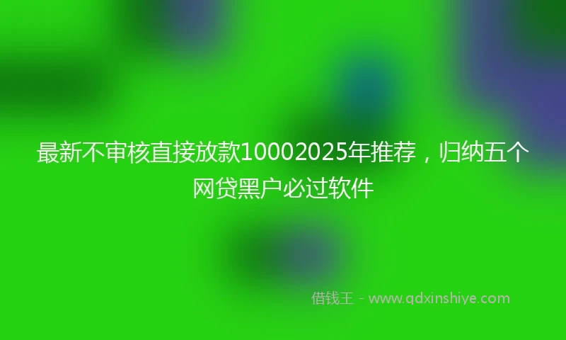 最新不审核直接放款10002025年推荐,归纳五个网贷黑户必过软件