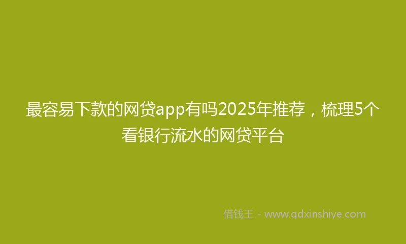 最容易下款的网贷app有吗2025年推荐，梳理5个看银行流水的网贷平台