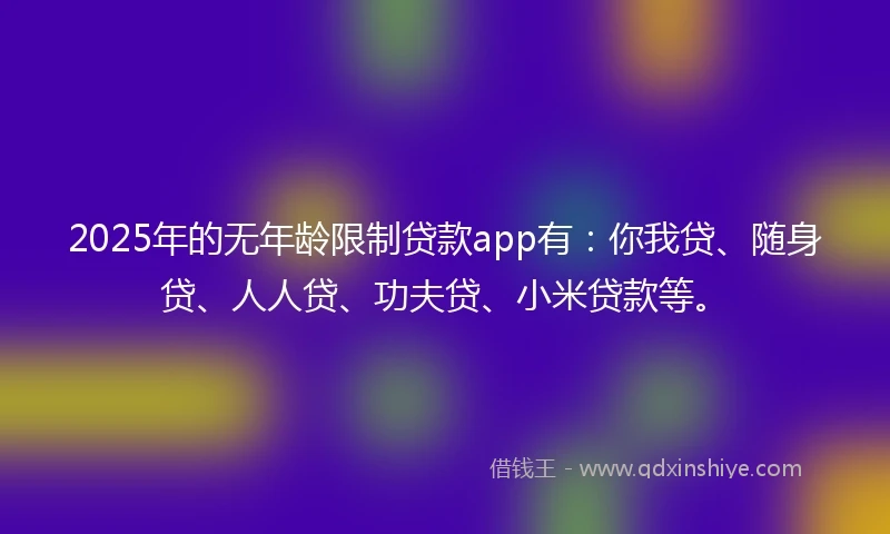 2025年的无年龄限制贷款app有:你我贷、随身贷、人人贷、功夫贷、小米贷款等。