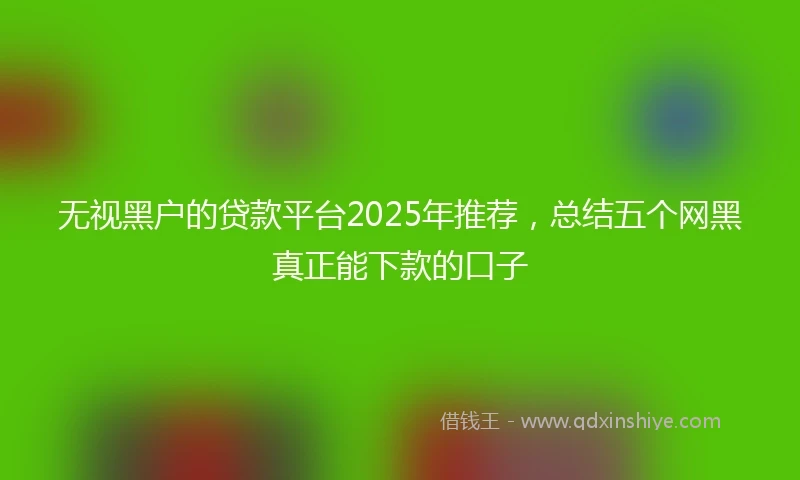 无视黑户的贷款平台2025年推荐，总结五个网黑真正能下款的口子