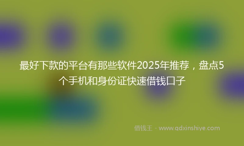 最好下款的平台有那些软件2025年推荐，盘点5个手机和身份证快速借钱口子