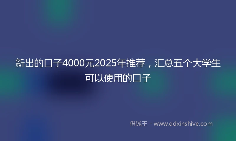 新出的口子4000元2025年推荐，汇总五个大学生可以使用的口子