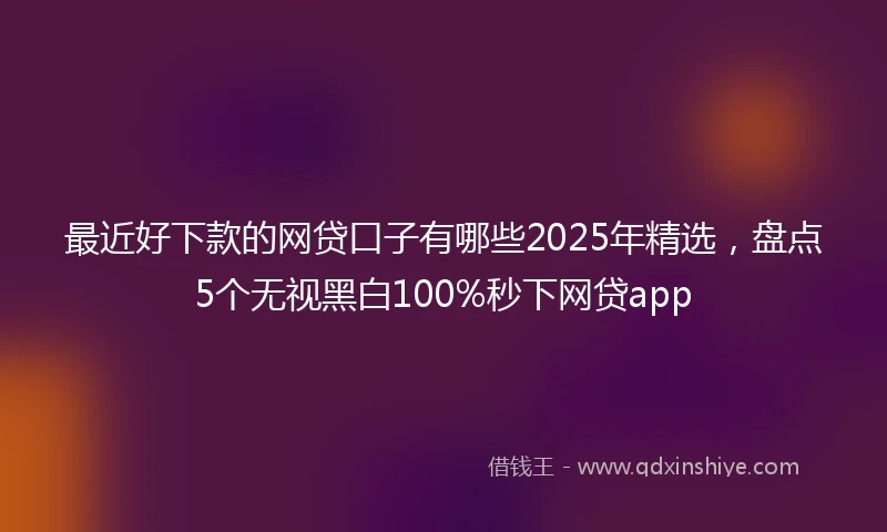 最近好下款的网贷口子有哪些2025年精选,盘点5个无视黑白100%秒下网贷app