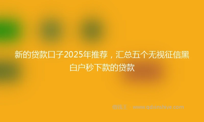 新的贷款口子2025年推荐，汇总五个无视征信黑白户秒下款的贷款