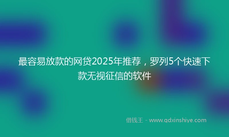 最容易放款的网贷2025年推荐，罗列5个快速下款无视征信的软件