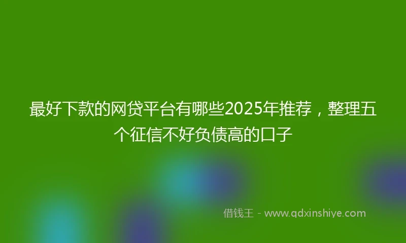 最好下款的网贷平台有哪些2025年推荐,整理五个征信不好负债高的口子
