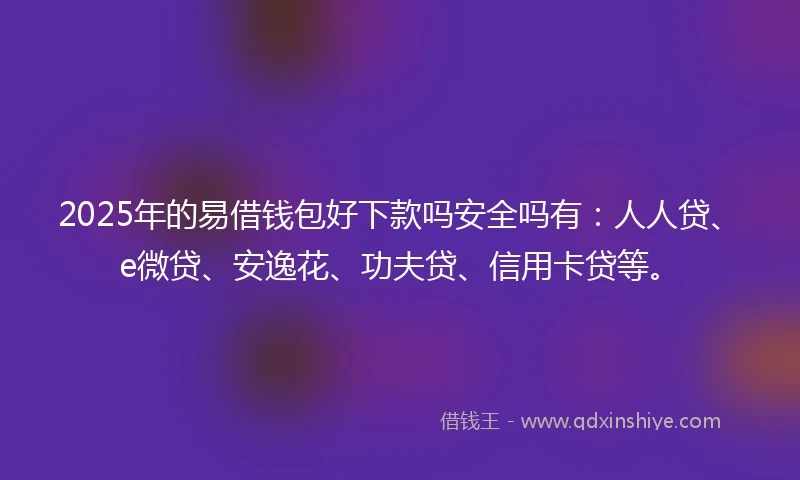 2025年的易借钱包好下款吗安全吗有：人人贷、e微贷、安逸花、功夫贷、信用卡贷等。