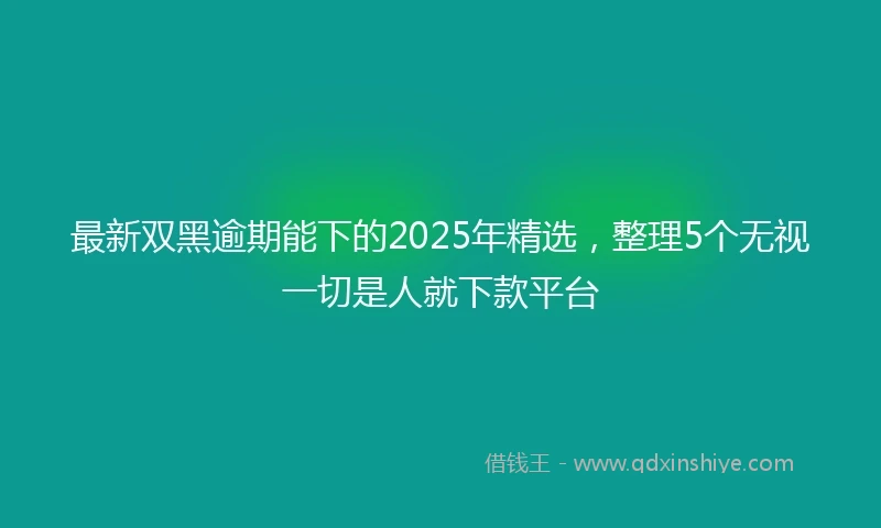 最新双黑逾期能下的2025年精选，整理5个无视一切是人就下款平台