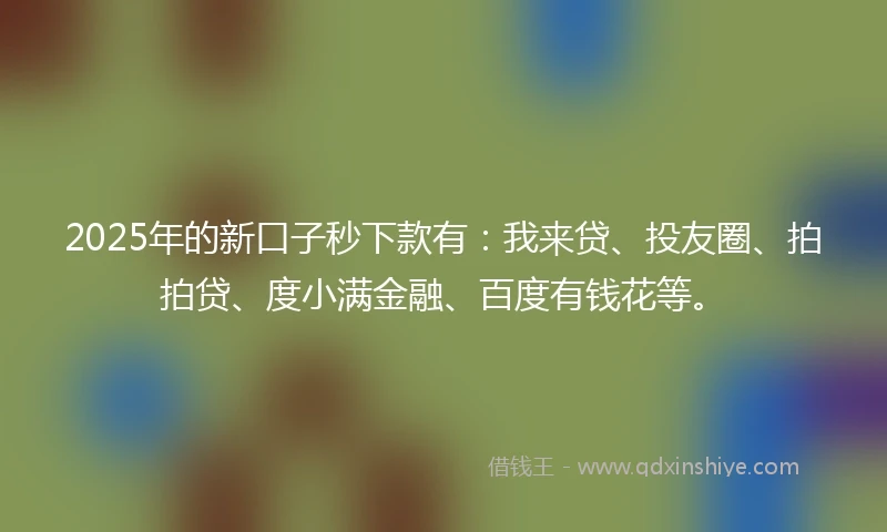 2025年的新口子秒下款有：我来贷、投友圈、拍拍贷、度小满金融、百度有钱花等。