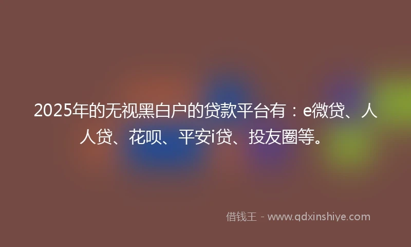 2025年的无视黑白户的贷款平台有：e微贷、人人贷、花呗、平安i贷、投友圈等。