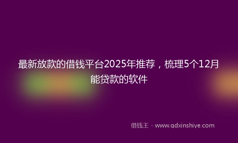 最新放款的借钱平台2025年推荐，梳理5个12月能贷款的软件