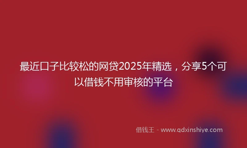 最近口子比较松的网贷2025年精选，分享5个可以借钱不用审核的平台