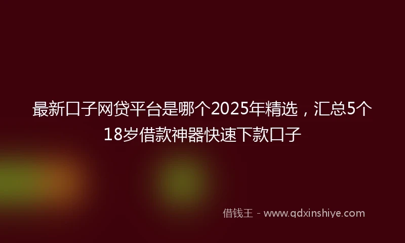 最新口子网贷平台是哪个2025年精选，汇总5个18岁借款神器快速下款口子