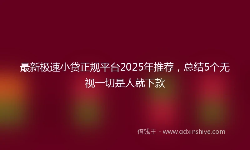 最新极速小贷正规平台2025年推荐，总结5个无视一切是人就下款
