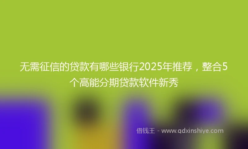 无需征信的贷款有哪些银行2025年推荐，整合5个高能分期贷款软件新秀