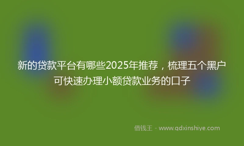 新的贷款平台有哪些2025年推荐，梳理五个黑户可快速办理小额贷款业务的口子