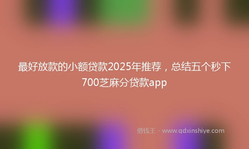 最好放款的小额贷款2025年推荐，总结五个秒下700芝麻分贷款app