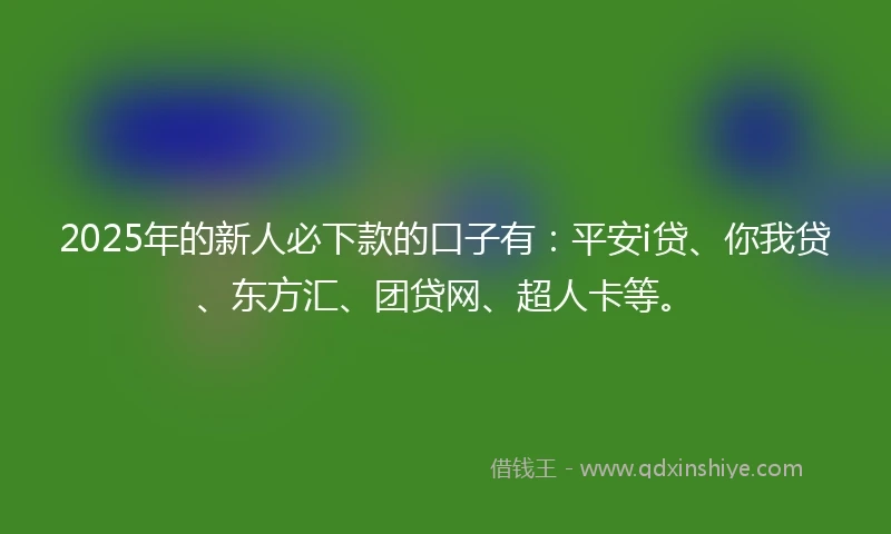2025年的新人必下款的口子有：平安i贷、你我贷、东方汇、团贷网、超人卡等。