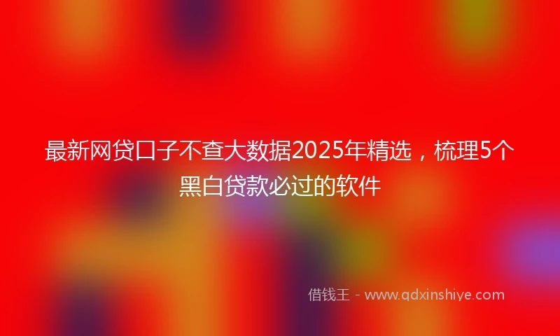 最新网贷口子不查大数据2025年精选,梳理5个黑白贷款必过的软件