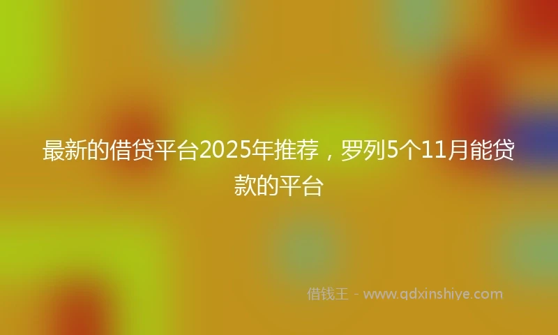最新的借贷平台2025年推荐，罗列5个11月能贷款的平台