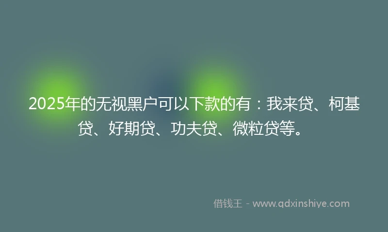 2025年的无视黑户可以下款的有：我来贷、柯基贷、好期贷、功夫贷、微粒贷等。
