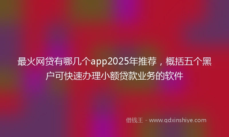 最火网贷有哪几个app2025年推荐，概括五个黑户可快速办理小额贷款业务的软件