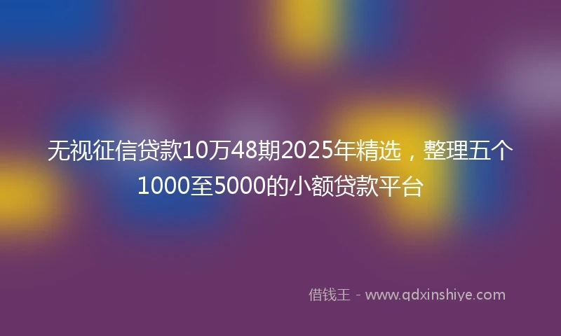 无视征信贷款10万48期2025年精选，整理五个1000至5000的小额贷款平台
