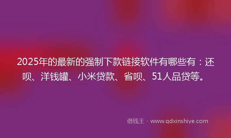 2025年的最新的强制下款链接软件有哪些有：还呗、洋钱罐、小米贷款、省呗、51人品贷等。