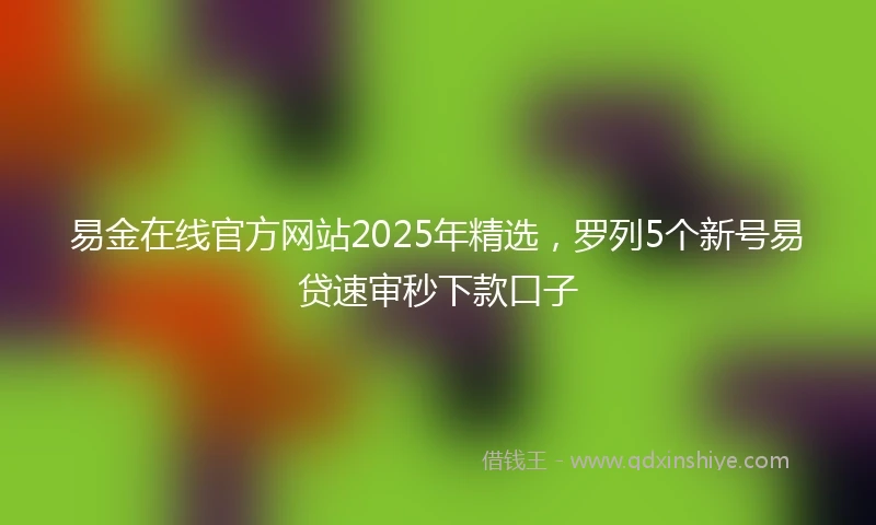 易金在线官方网站2025年精选，罗列5个新号易贷速审秒下款口子